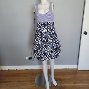 Moschino Jeans Balloon Skirt Mixed Print Dress, GUC, Size 2